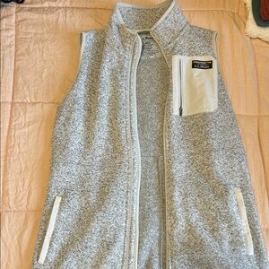 L.L.Bean Light Gray Flecked Full-Zip Fleece Vest